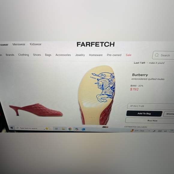 Burberry Red Scarlett New Shoes - Picture 3 of 9